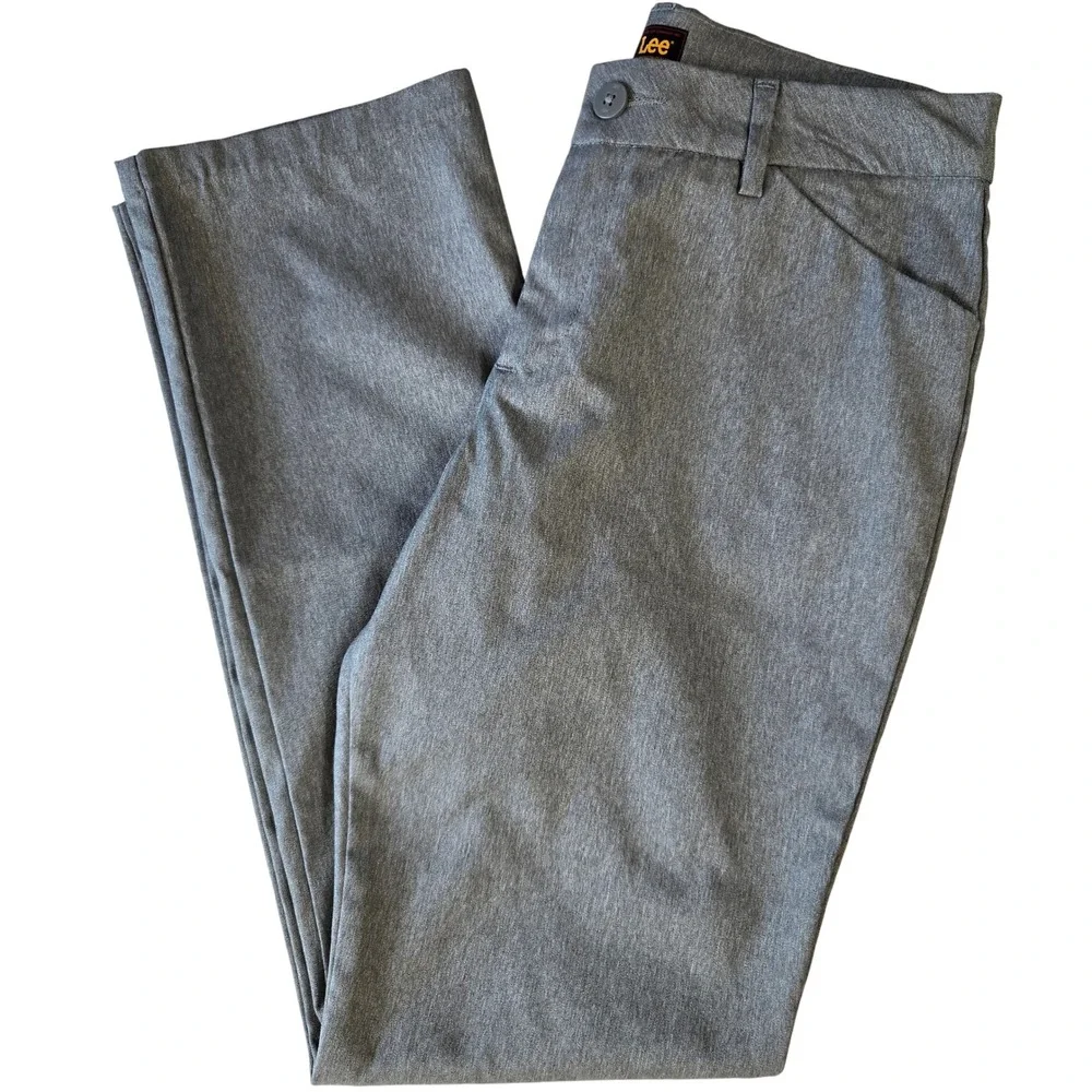 Lee Women's Gray Wrinkle Free Straight Leg Dress‎ Pants Size 8 M Office Travel